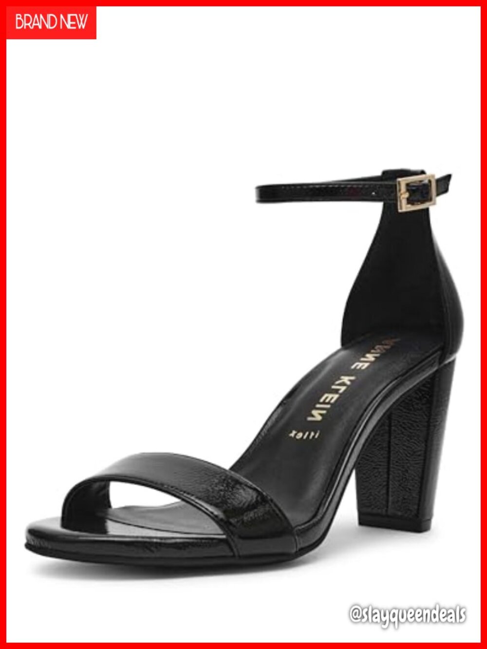 Anne Klein Kourtney Platform Heeled Sandal PU Block Heel Ankle Strap